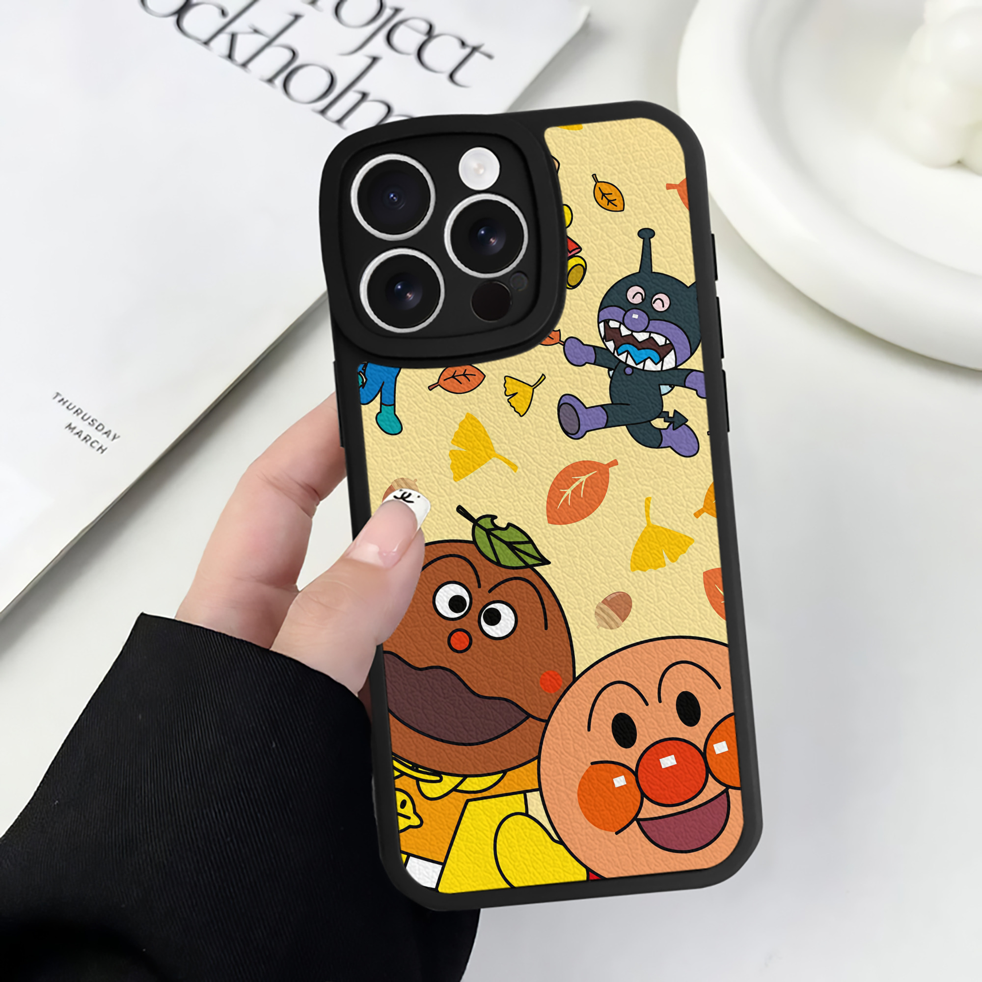 （画像用） アンパンマン Anpanman 【iPhone 16シリーズ対応】シリコンスマホケース（レザー調） 材質：シリコン